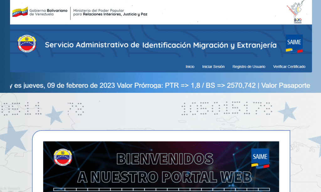 Iniciar Sesión SAIME – Pasaporte